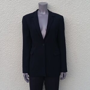 ANNE KLEIN 2 LADIES BLACK VINTAGE PURE WOOL (1) BUTTON LUXURY BLAZER (TAIWAN)